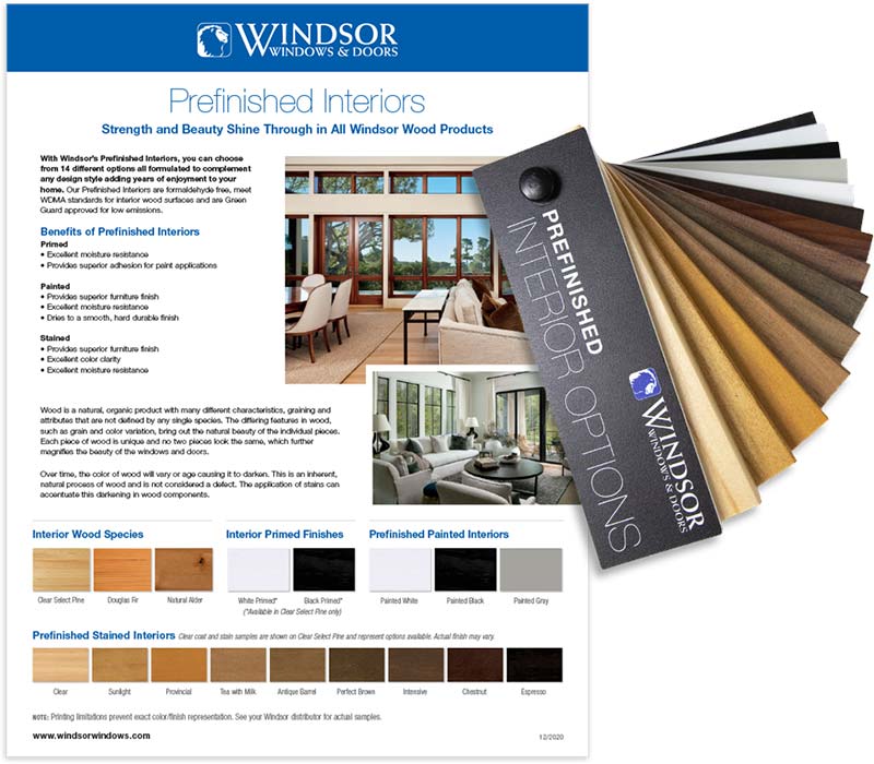 Prefinished Interiors Sell Sheet and Sample Color Fan