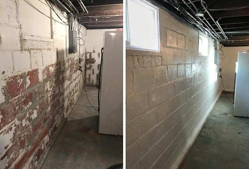 Basement walls before and after