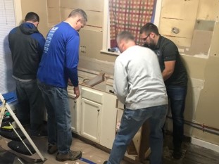 Working on the cabinets