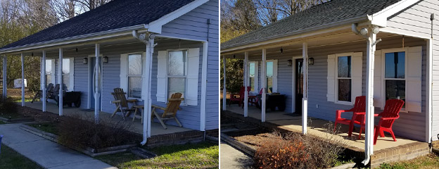 Patio door before and after