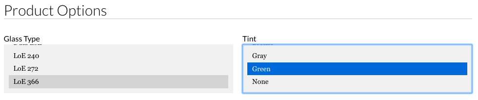 Choose your glass type and tint