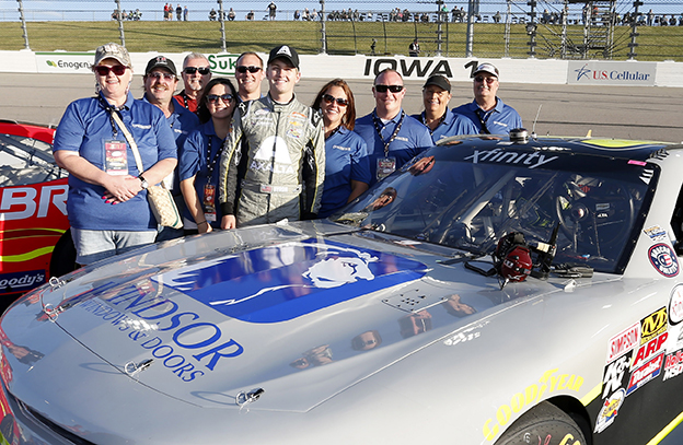 Race Car featuring Windsor Windows Doors logo on hood